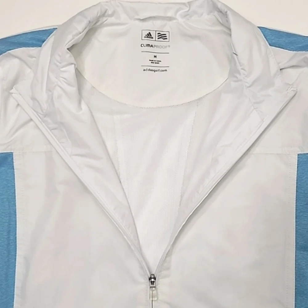 Adidas Climaproof Golf Jacket Full Zipper Windbreaker Water Resistant Crewneck